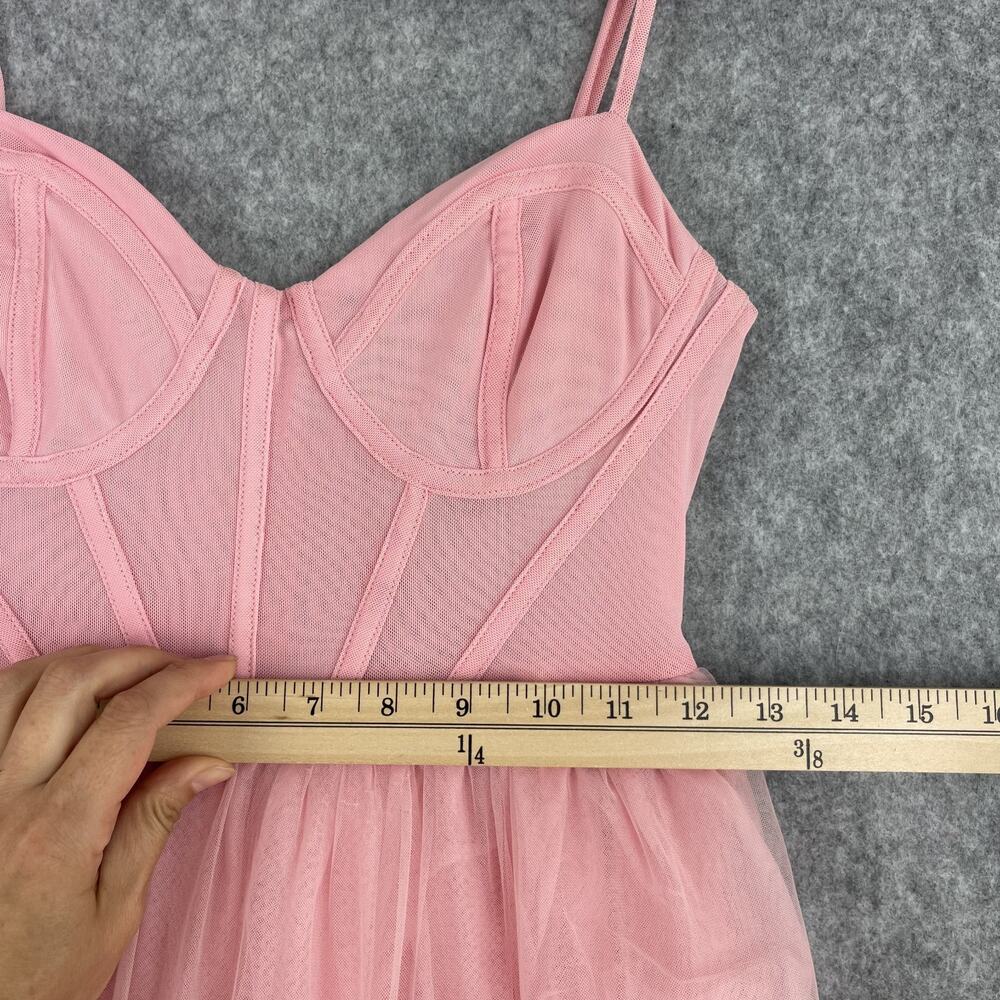Forever 21 Tulle Ruffled Bustier Dress Womens Small Pink Fairy Whimsy Delicate - Picture 8 of 16
